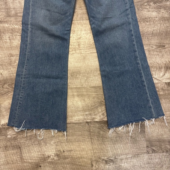 Reformation Lace Up Flare Medium Wash Distressed Raw Hem Jeans Womens Sz. 25 - Picture 4 of 9